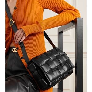 New Bottega Veneta Black Quilted Padded Cassette Shoulder Bag